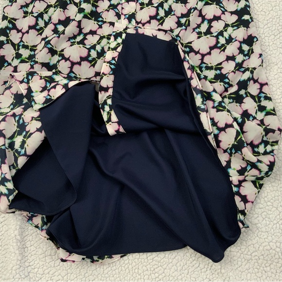 Banana Republic Dress Sz 16 Tall Floral Ruffle Pleated Neck Chiffon Feminine New - Picture 11 of 15